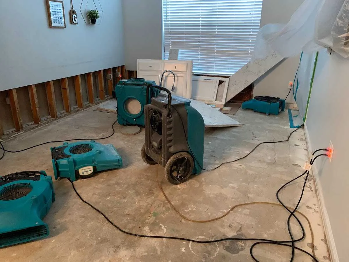 Dehumidifier in flood-cut room for Water Extraction & Removal in Helotes